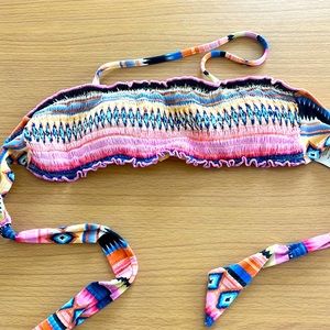 Hobie Girls Bandeau Swim Top Colorful Pattern SIZE 10